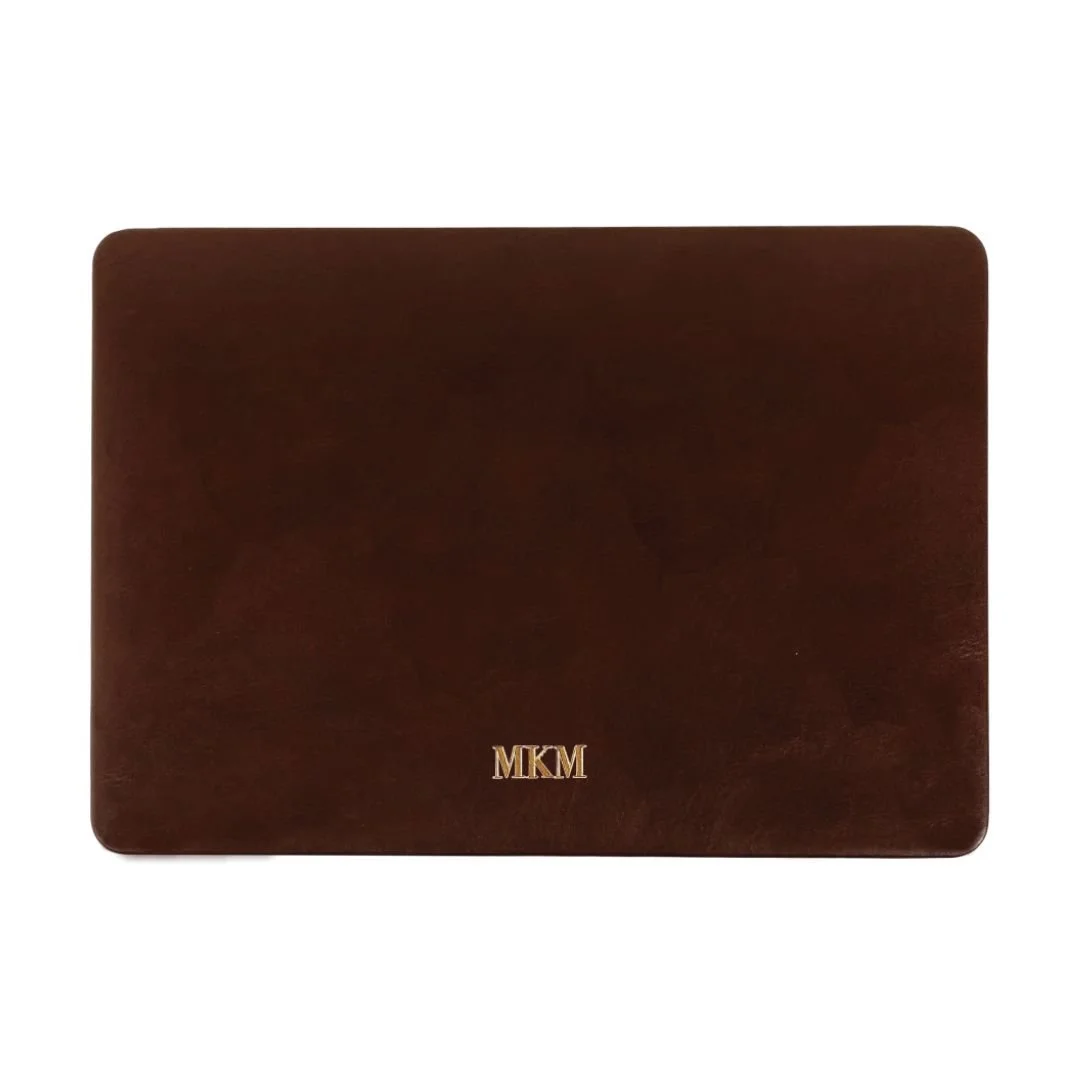 Macbook Series - Smooth Leather Hard Shell Case - Dark Brown